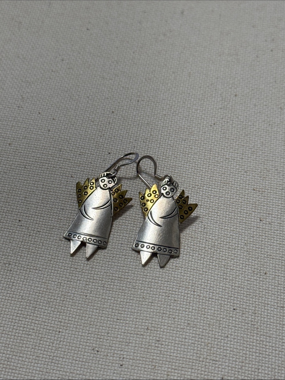 Sterling Silver 925 Two-toned Angel Drop Earrings - Picture 10 of 10
